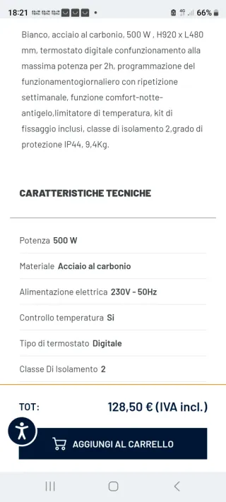 Termosifone elettrico bianco