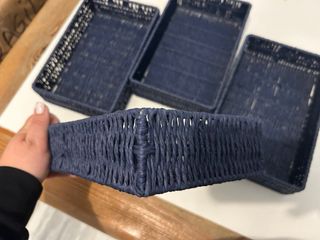 Lote 4 Cestas Mimbre Sintético Azul