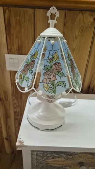 Coppia di lampade da tavolo in metallo e cristallo