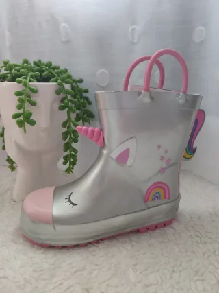 Bota agua unicornio plateada T26