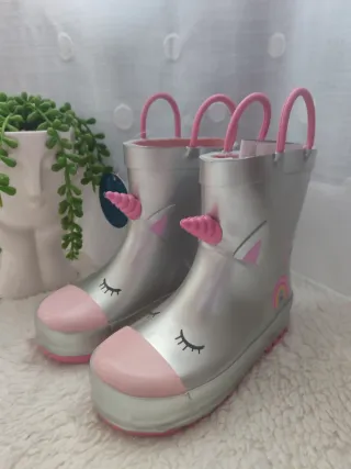 Bota agua unicornio plateada T26