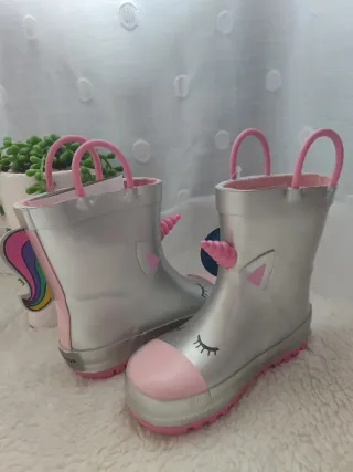 Bota agua unicornio plateada T26