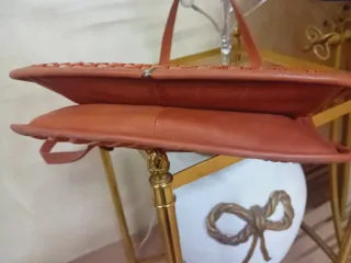Borsa vintage intrecciata marrone/arancio