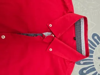 Camisa Hombre Roja Talla L Algodón Elástico