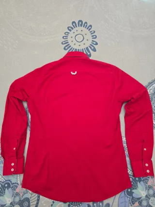 Camisa Hombre Roja Talla L Algodón Elástico