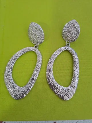 Pendientes grandes plata efecto martelé