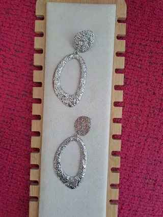 Pendientes grandes plata efecto martelé