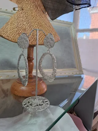 Pendientes grandes plata efecto martelé