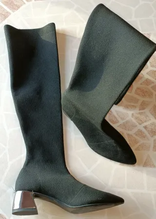 Botas calcetín tacón plateado talla 39