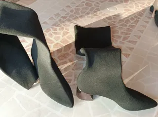 Botas calcetín tacón plateado talla 39