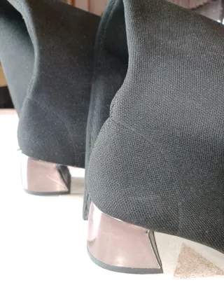 Botas calcetín tacón plateado talla 39