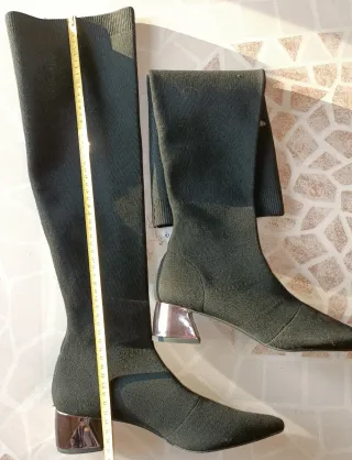 Botas calcetín tacón plateado talla 39