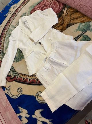 Traje de lino blanco Mango