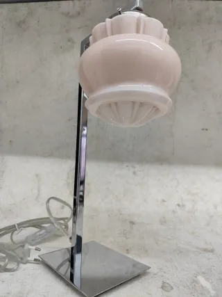 Candeeiro vintage opalino vidro e metal