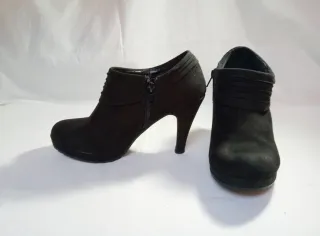 Botines Anna Field T.38 Tacón Vintage Negro