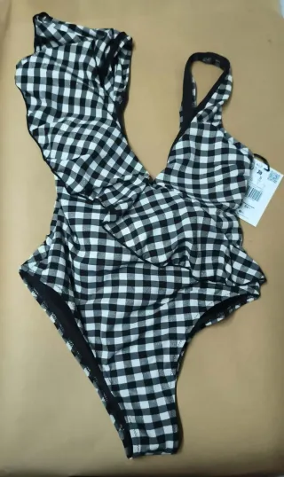 Bañador Escote Volante Cuadros scalpers