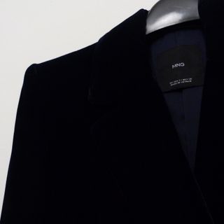 Blazer Mango Terciopelo Azul Marino Talla S