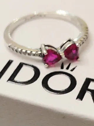 Anello fiocco cuore rosso argento