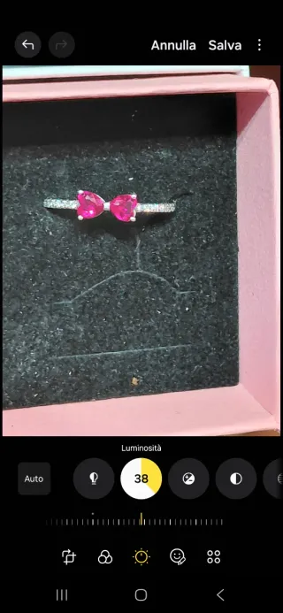 Anello fiocco cuore rosso argento