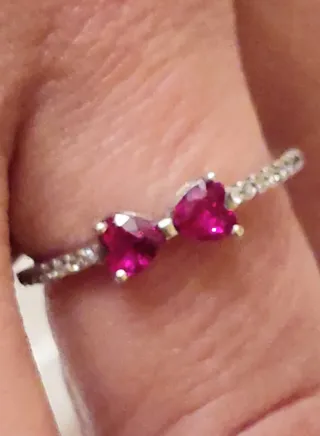Anello fiocco cuore rosso argento