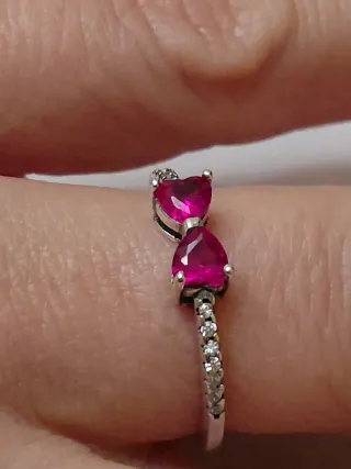 Anello fiocco cuore rosso argento