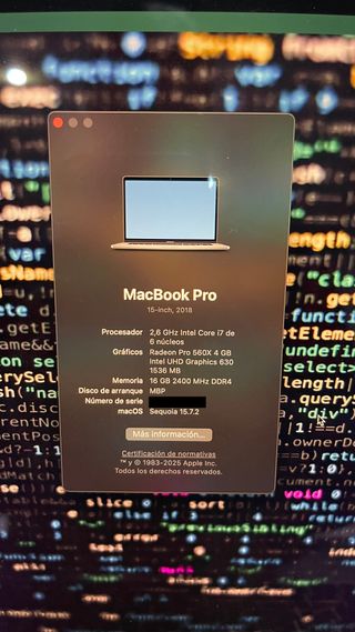 MacBook Pro 15 2018 i7 Plata