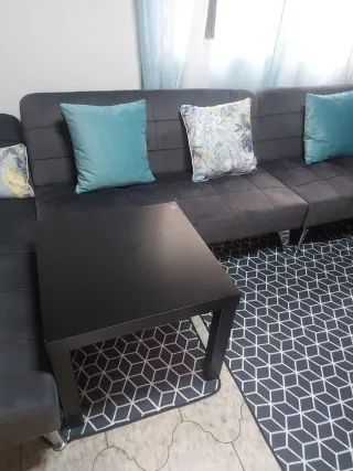 Sofá Cama Chaise Long,cojines, cortinas,mesa,alfom