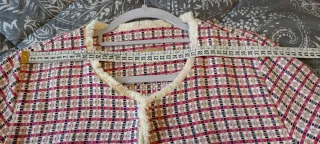 Blazer Tweed Multicolore Quadretti Taglia L