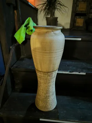 Jarrón Cerámica Estilo Egipcio Beige/Gris