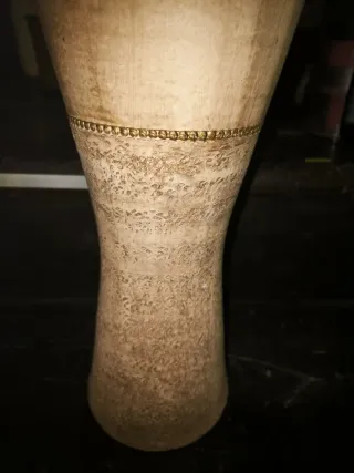 Jarrón Cerámica Estilo Egipcio Beige/Gris