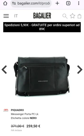 Borsa Piquadro Pelle Nera Messenger