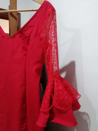 Traje de Flamenca Rojo medidas 90-65-90, largo 150