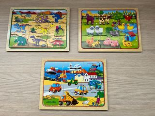 Lote 3 Puzzles Madera Infantiles
