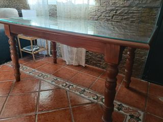 Mesa de comedor madera y cristal