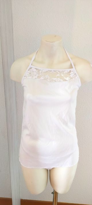 Picardías 2 piezas: Tanga y Camisón Blanco