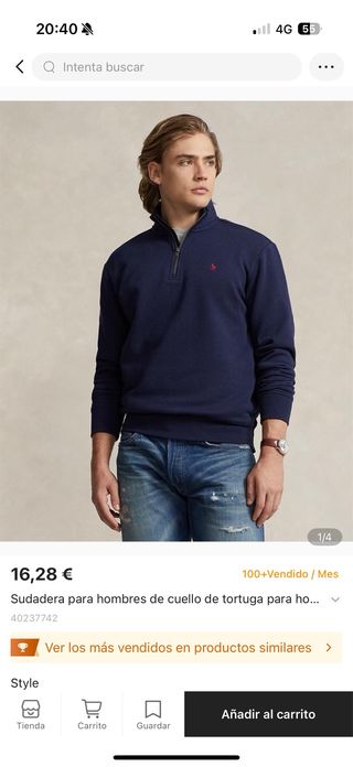 Sudadera Polo Ralph Lauren cuello alto azul