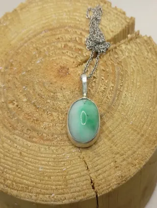 Colgante Plata y Jade Ovalado