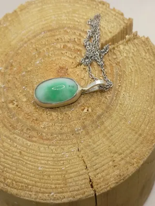 Colgante Plata y Jade Ovalado