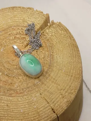 Colgante Plata y Jade Ovalado