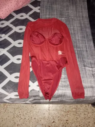Body mujer rojo manga larga