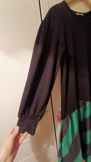 Vestido Zara muy original sudadera y falda seda