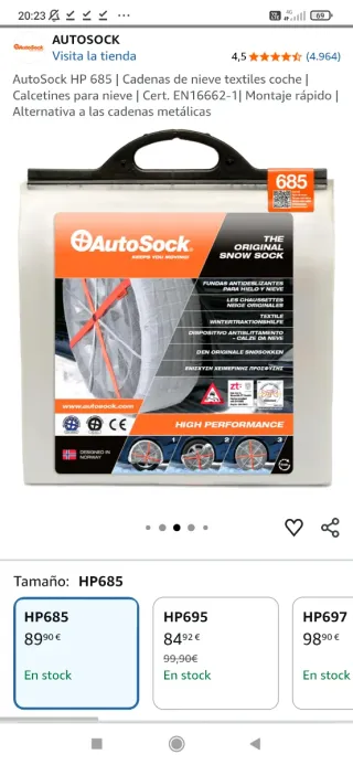 Cadenas textiles AUTOSOCK 685.