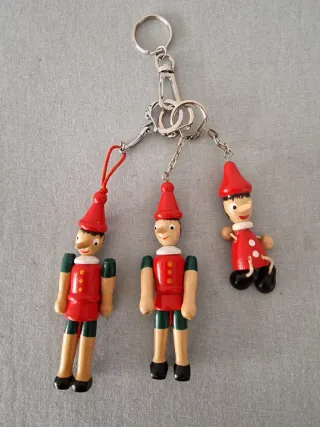 Llaveros de Pinocho de madera (3 unidades)