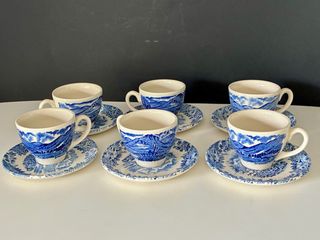 🇬🇧 Set 6 Tazas y Platos Porcelana Inglesa