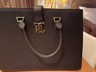 Bolso Piel Ralph Lauren Negro Dorado