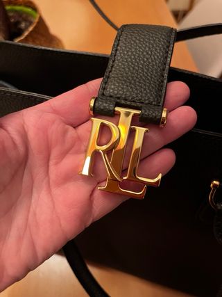 Bolso Piel Ralph Lauren Negro Dorado