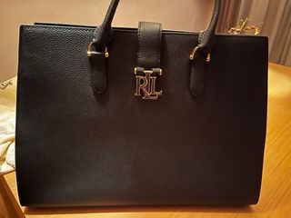 Bolso Piel Ralph Lauren Negro Dorado