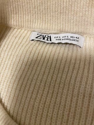 Jersey Zara Algodón Crema Talla L