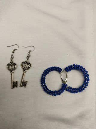 Pendientes de aro y llave plata