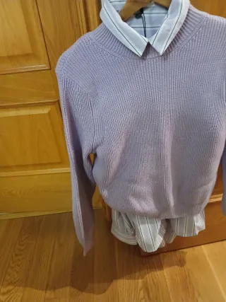 Jersey Zara lila cuello redondo